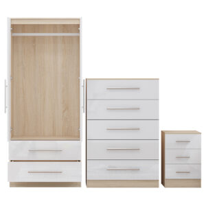 High Gloss White Trio Bedroom Set - Image 4