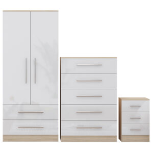 High Gloss White Trio Bedroom Set - Image 5