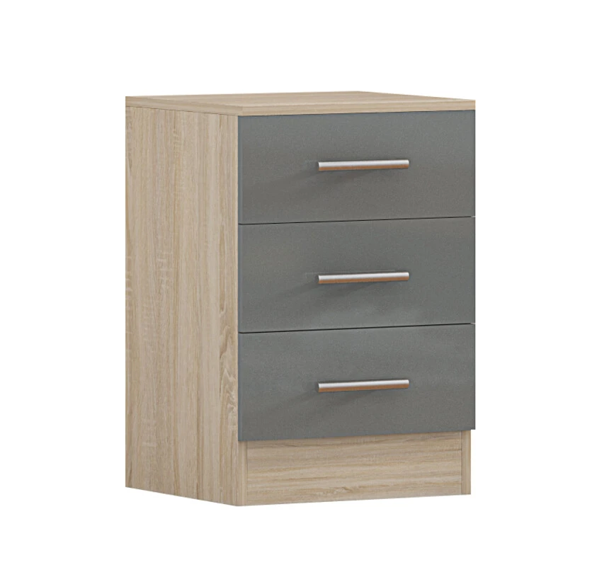 High Gloss Grey Bedside Table for Bedroom